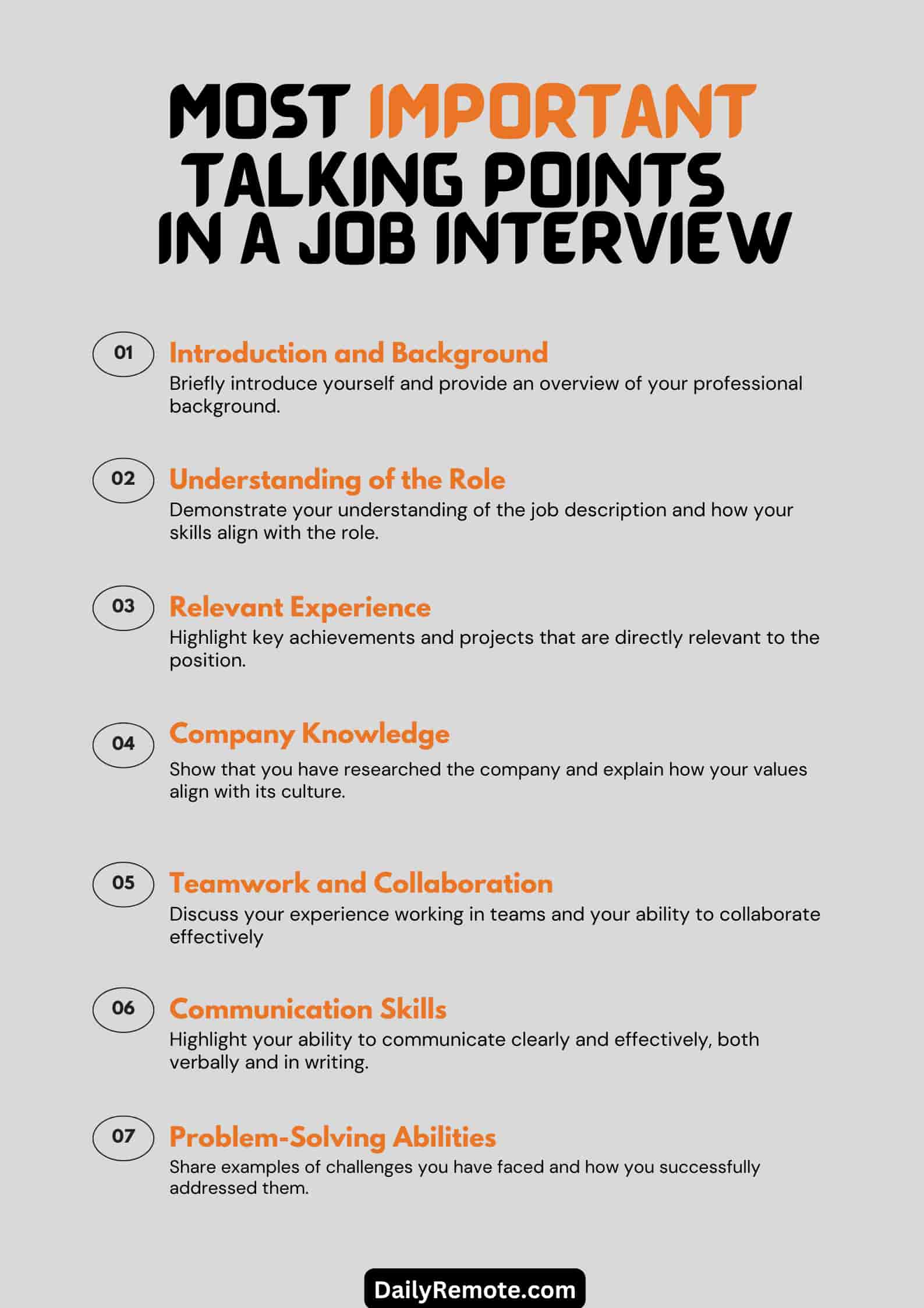 Most Important Talking Points in a Job Interview